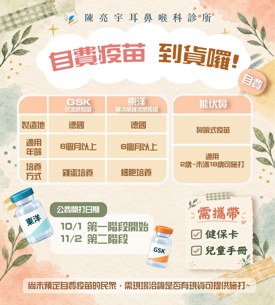 115年度自費流感疫苗到貨囉